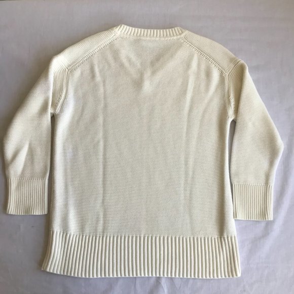 Everlane The Link-Stitch V-Neck Sweater Small Ivory Cream Bone Off White Cotton - Picture 5 of 14